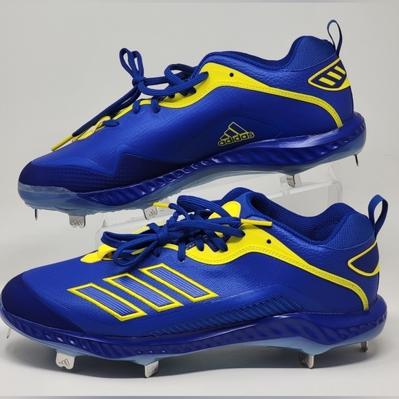 Adidas Bounce Baseball Metal Cleats GZ0451 Men\'s Size 14 Blue/Yellow New main image 4